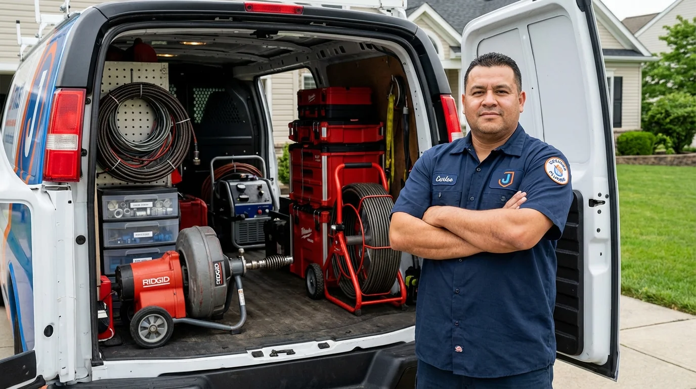Professional drain cleaning equipment and Johns Plumbing LLC plumber in Gustine