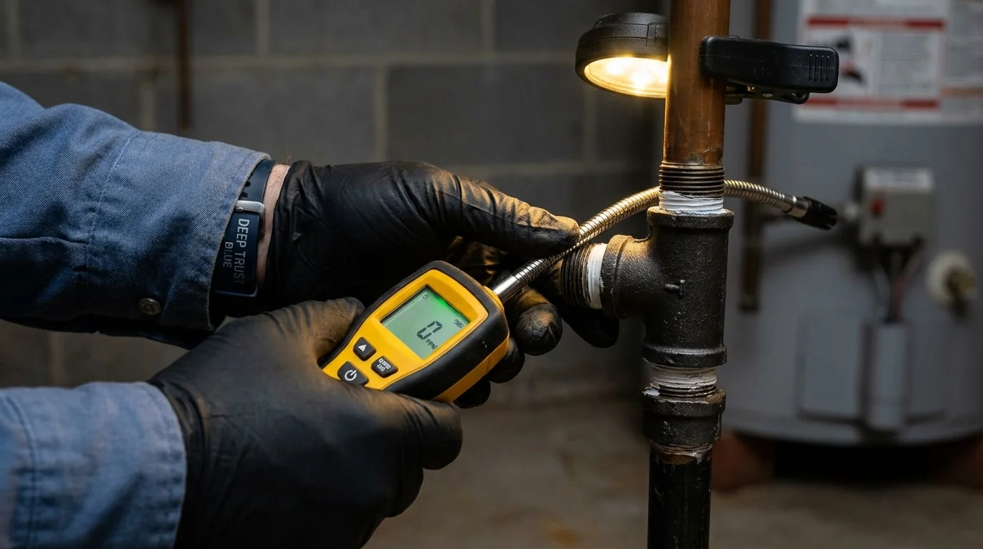 Gas leak detection with electronic sniffer by Johns Plumbing LLC in Gustine