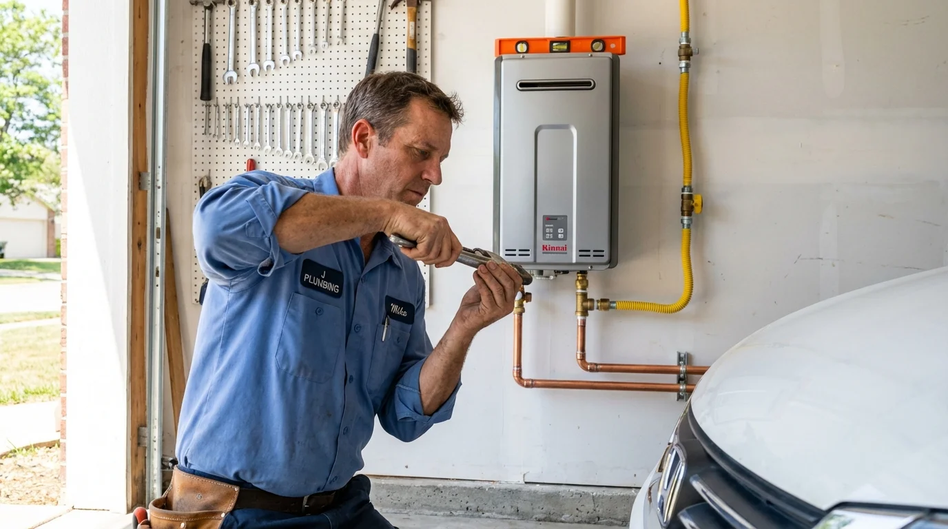 Tankless water heater installation by a Johns Plumbing LLC plumber in Gustine